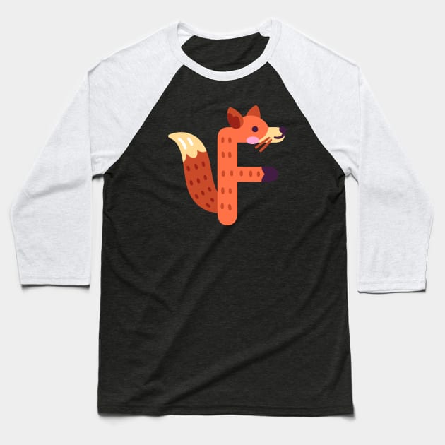 Letter F animal alphabet back to school Baseball T-Shirt by AwesomeDesignArt